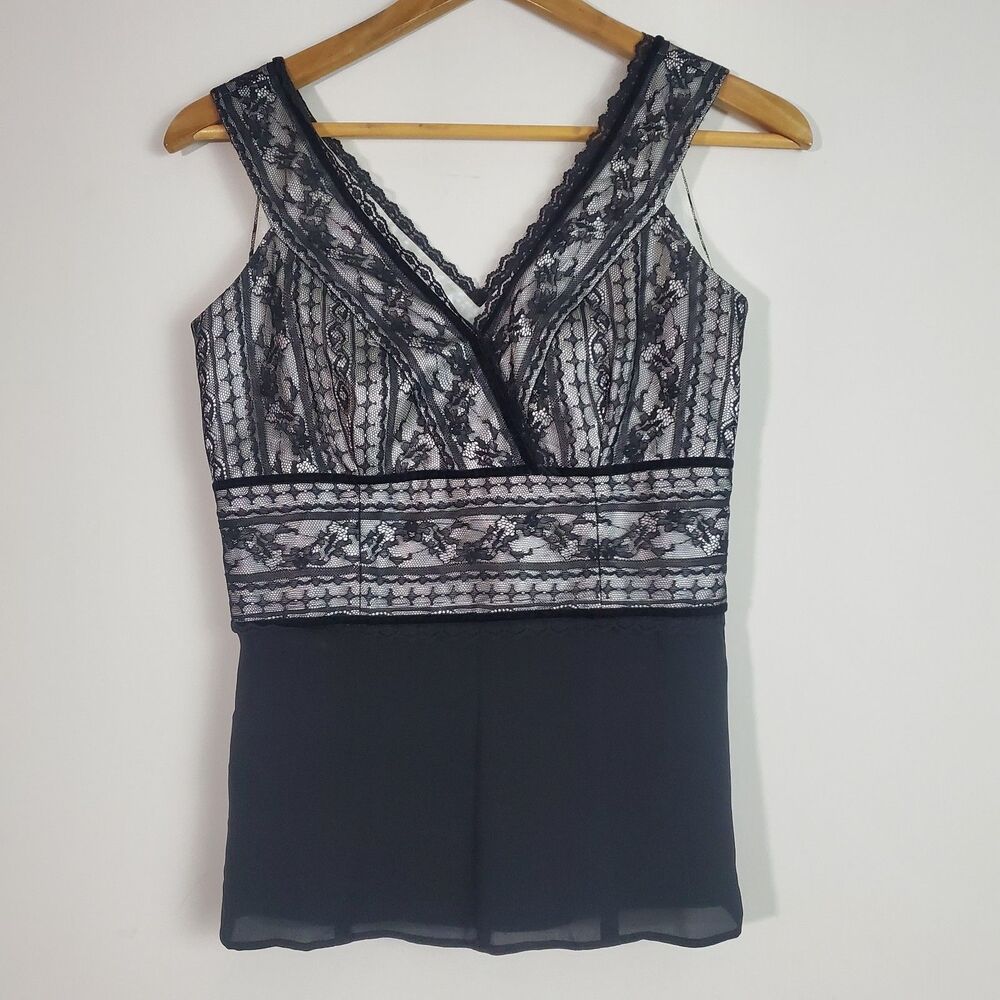 Ann Taylor Top 0 Black Lace Silk Goth Vintage Y2K Whimsygoth Fairy Babydoll